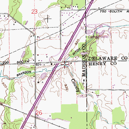 Topographic Map of County Brook, IN