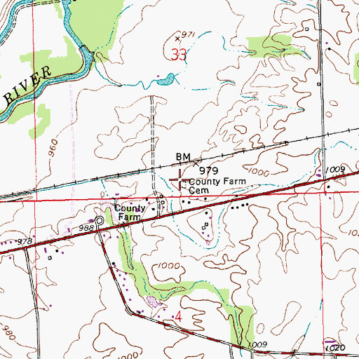 Topographic Map of County Farm Cemetery, IN