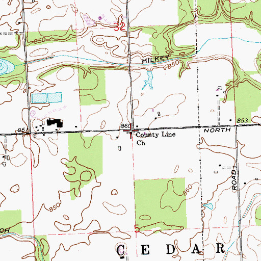 Topographic Map of County Line Church, IN