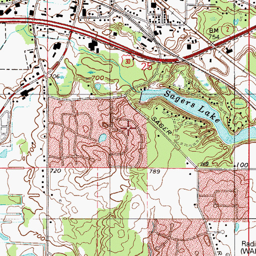 Topographic Map of Crestview, IN