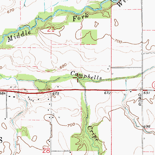 Topographic Map of Cripe Run, IN