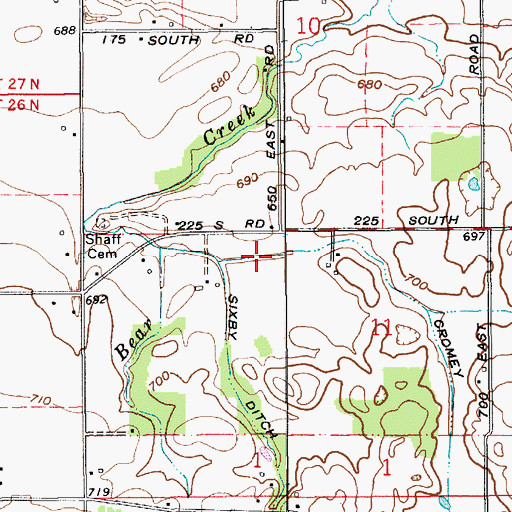 Topographic Map of Cromley Ditch, IN