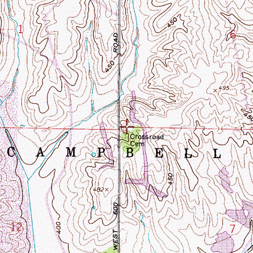 Topographic Map of Crossroad Cemetery, IN