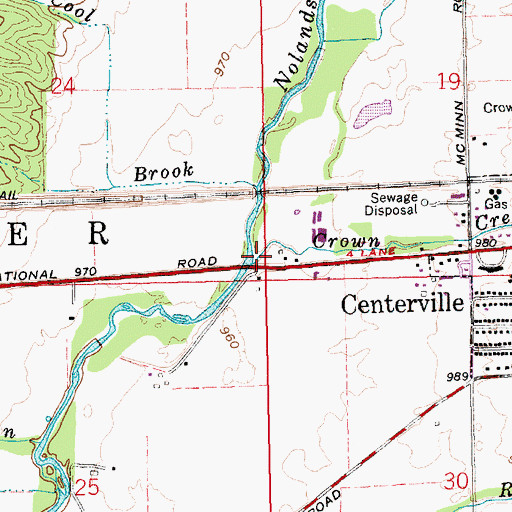Topographic Map of Crown Creek, IN