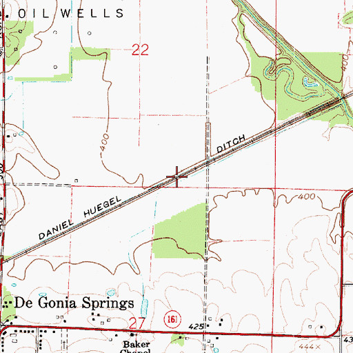Topographic Map of Daniel Huegel Ditch, IN