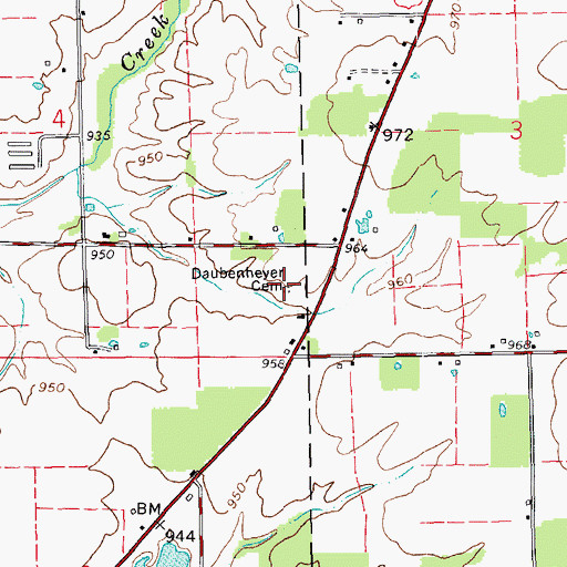 Topographic Map of Daubenheyer Cemetery, IN