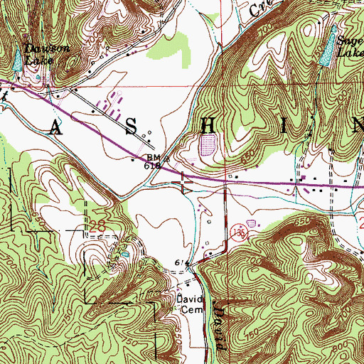 Topographic Map of David Branch, IN