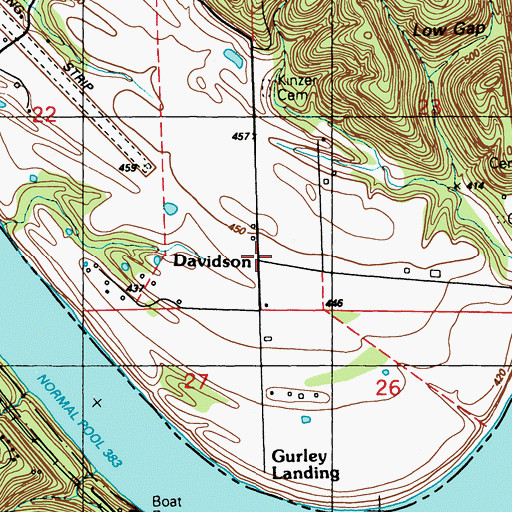 Topographic Map of Davidson, IN