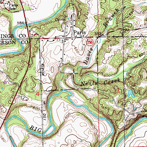 Topographic Map of Davis Branch, IN