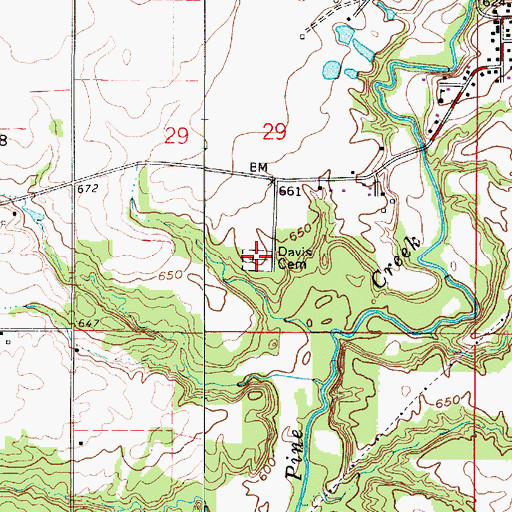 Topographic Map of Davis Cemetery, IN