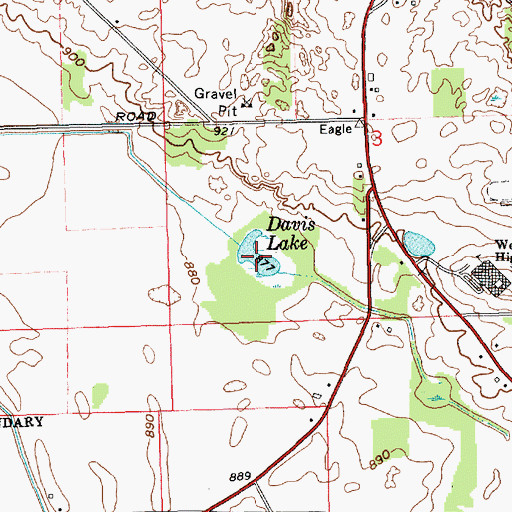 Topographic Map of Davis Lake, IN
