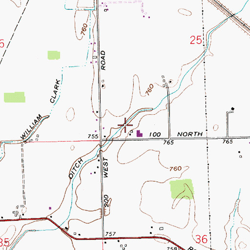 Topographic Map of De Prez Ditch, IN