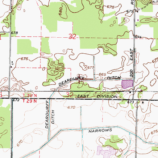 Topographic Map of Deardurff Ditch, IN