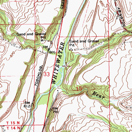 Topographic Map of Deer Branch, IN