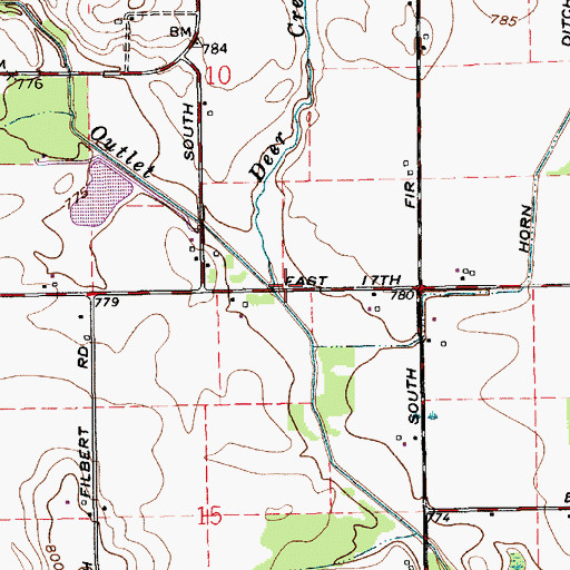 Topographic Map of Deer Creek, IN