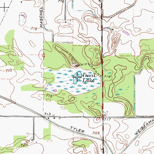 Topographic Map of Devil Lake, IN