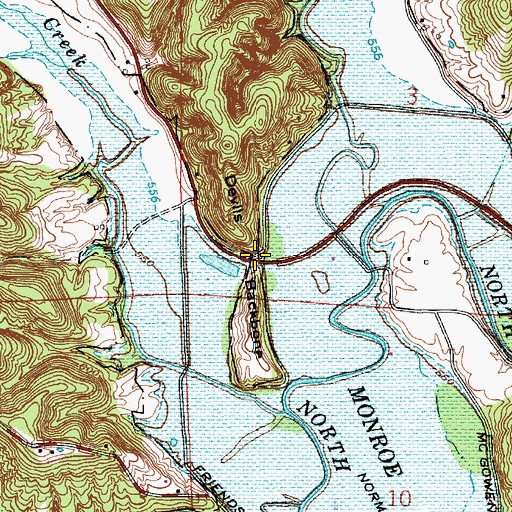 Topographic Map of Devils Backbone, IN