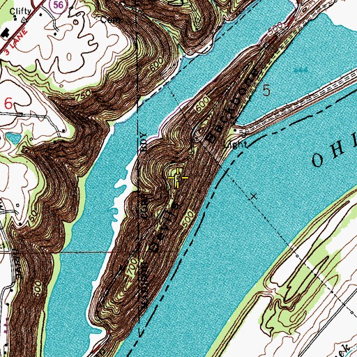 Topographic Map of Devils Backbone, IN