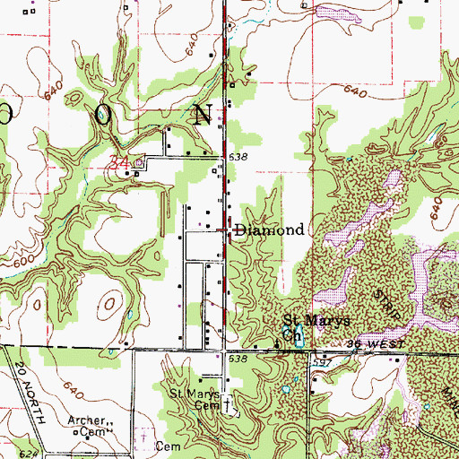 Topographic Map of Diamond, IN