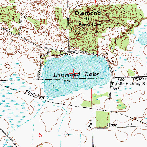 Topographic Map of Diamond Lake, IN