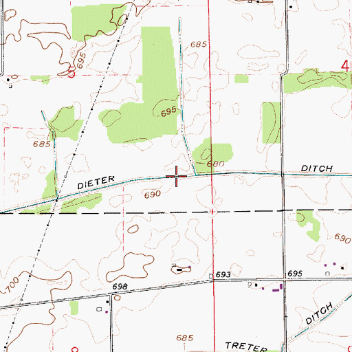 Topographic Map of Dieter Ditch, IN