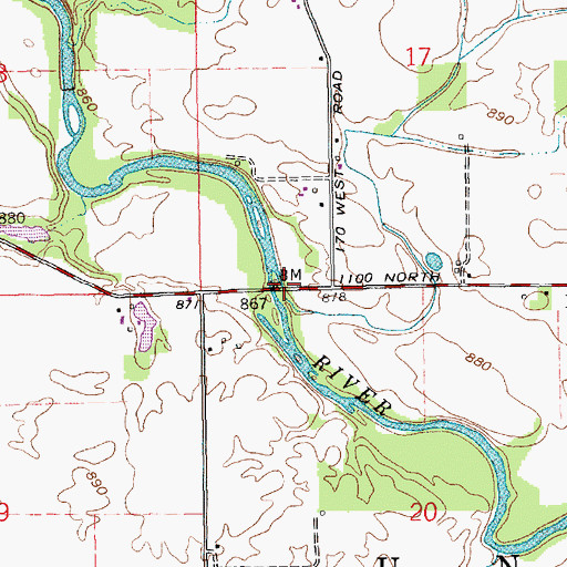 Topographic Map of Dodge Creek, IN