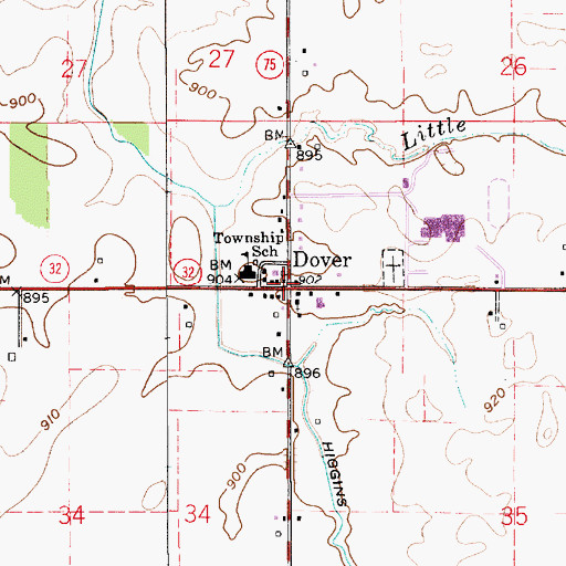 Topographic Map of Dover, IN