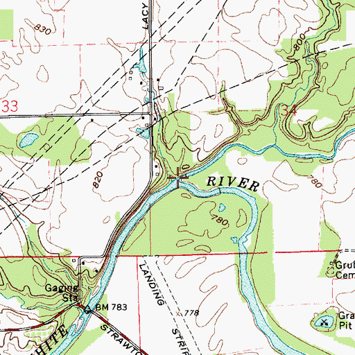 Topographic Map of Duck Creek, IN