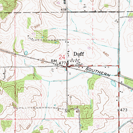 Topographic Map of Duff, IN