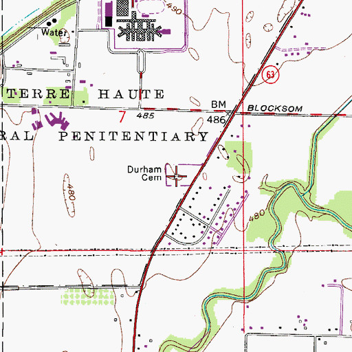 Topographic Map of Durham Cemetery, IN