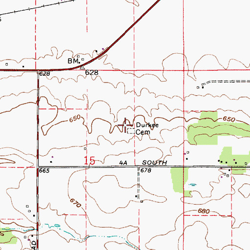 Topographic Map of Durkee Cemetery, IN
