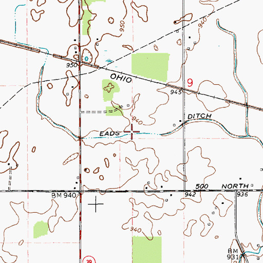 Topographic Map of Eads Ditch, IN