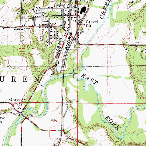 Topographic Map of East Fork Coal Creek, IN