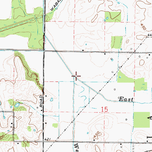 Topographic Map of East Fork Keg Creek, IN
