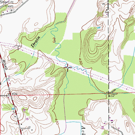 Topographic Map of East Fork Mill Creek, IN