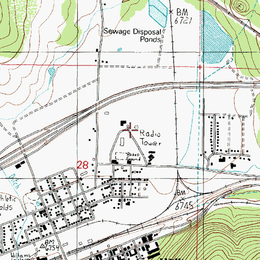 Topographic Map of KBWA-AM (Williams), AZ
