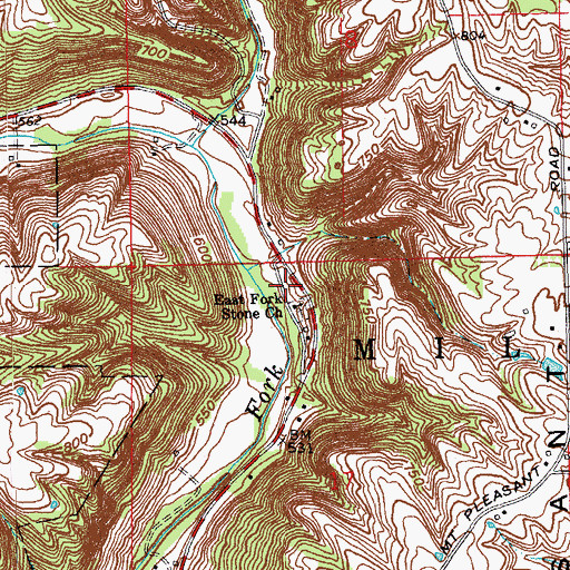 Topographic Map of East Fork Stone Church, IN