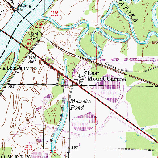 Topographic Map of East Mount Carmel, IN