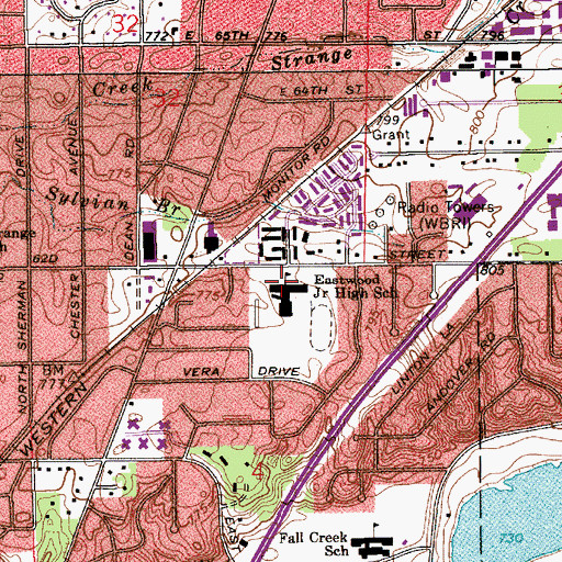 Topographic Map of Eastwood Junior High School, IN