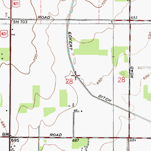 Topographic Map of Eckert Ditch, IN