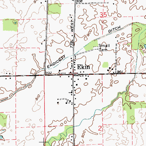 Topographic Map of Ekin, IN