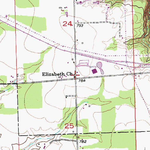 Topographic Map of Elizabeth Church, IN