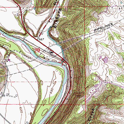 Topographic Map of Elkhorn Creek, IN