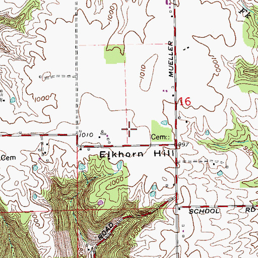 Topographic Map of Elkhorn Hill, IN