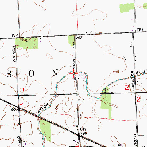 Topographic Map of Ellison Ditch, IN