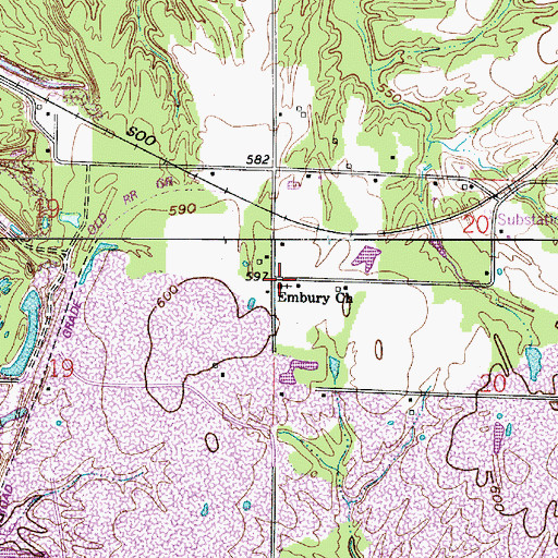 Topographic Map of Embury Church, IN