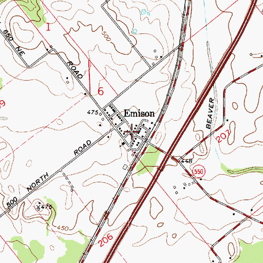 Topographic Map of Emison, IN
