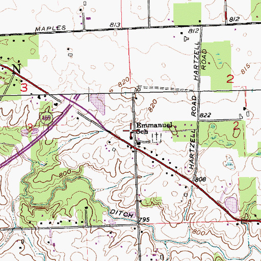 Topographic Map of Emmanuel-Saint Michael Lutheran School, IN
