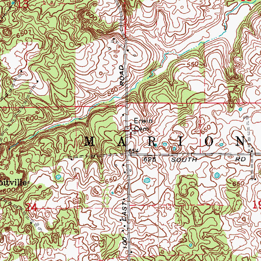 Topographic Map of Erwin Cemetery, IN