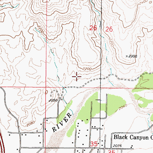 Topographic Map of KVET-AM (Black Canyon City), AZ